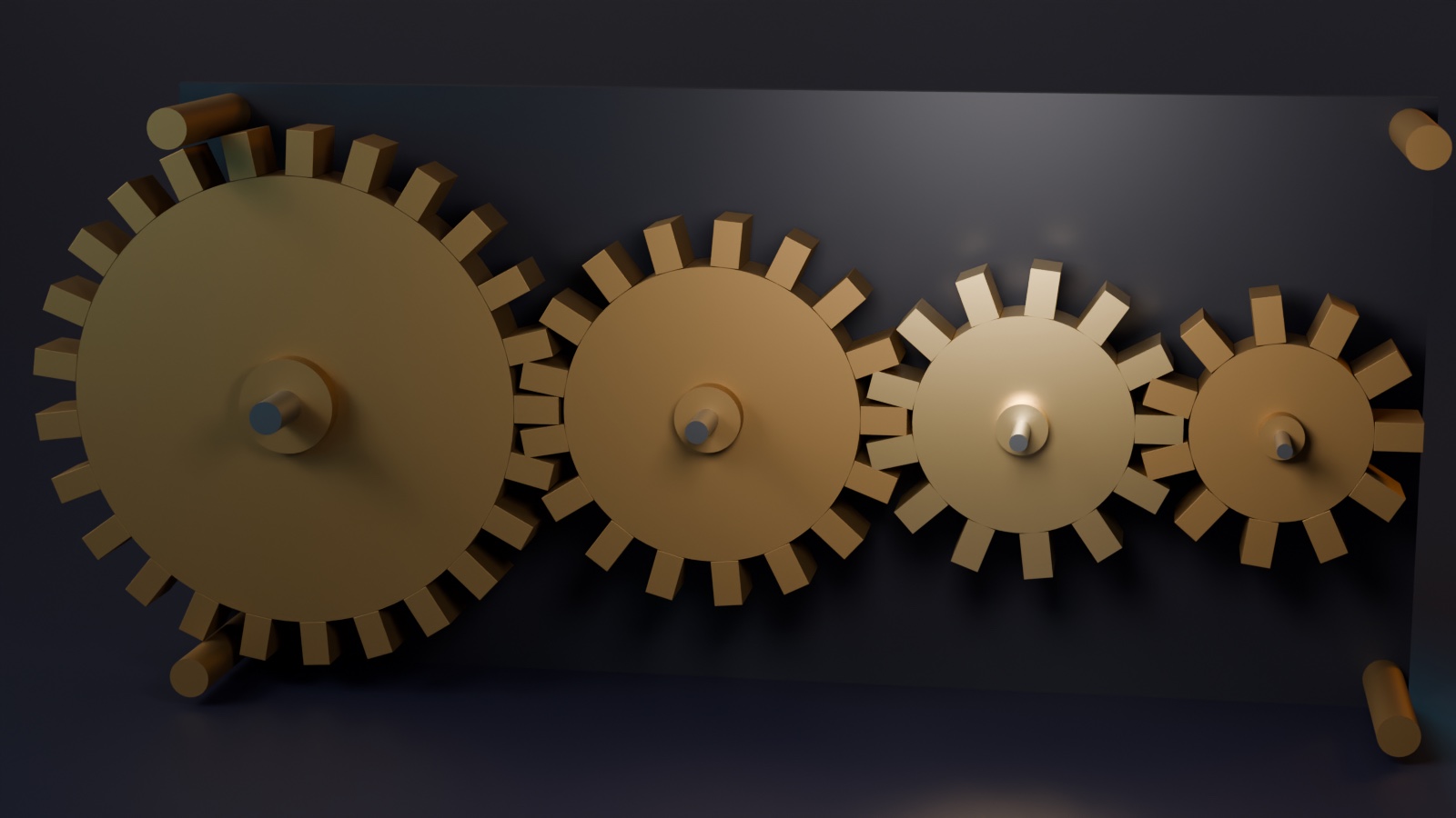 Open brass clockwork in which one freshly cut gear turns among worn ones