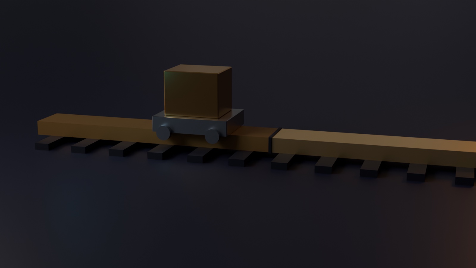 Brass rail carrying a loaded slide, with the section of rail ahead of it already replaced